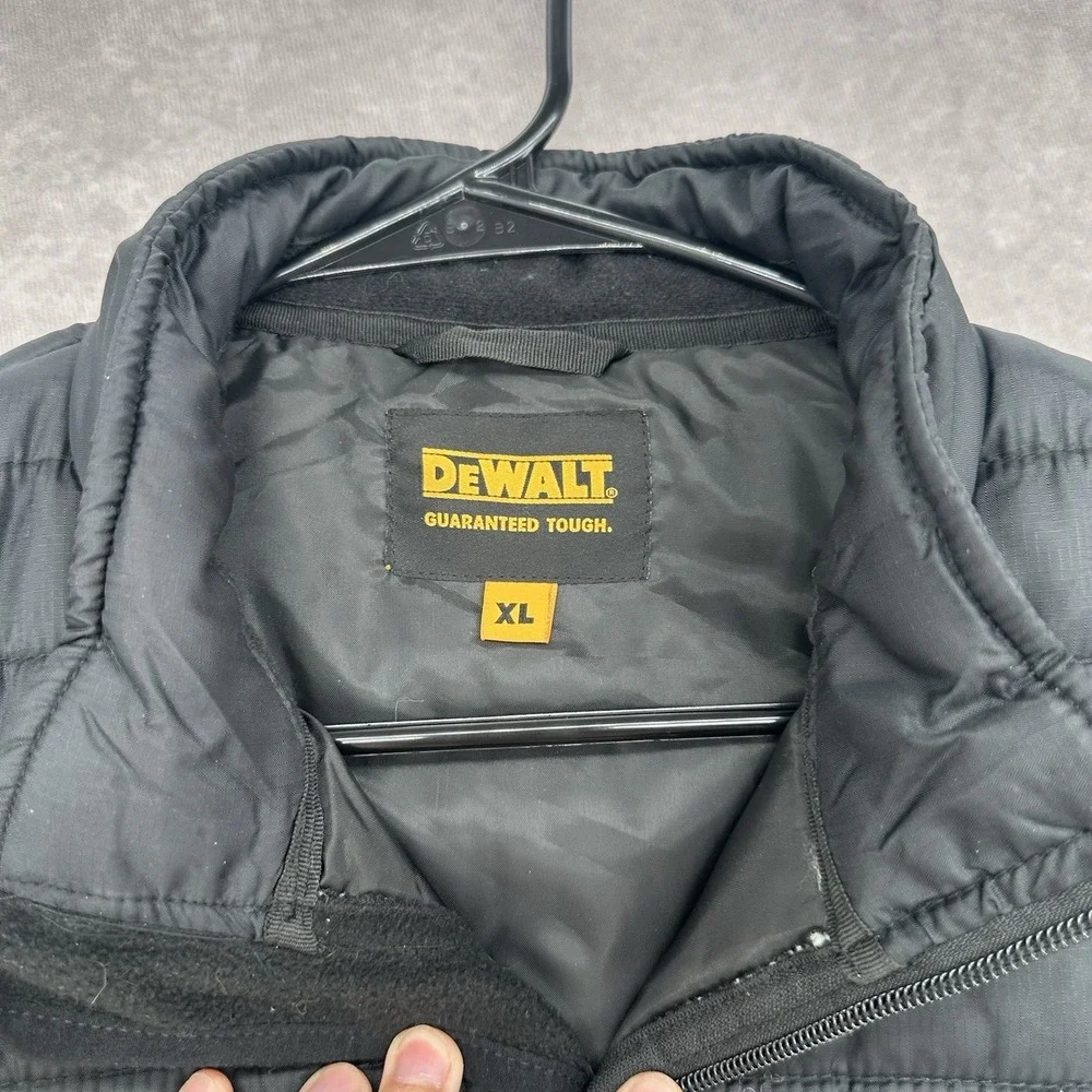 DEWALT Hybrid Vest Mens XLarge Black Quilted Softshell Full Zip